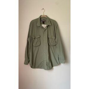 Sortif men’s green outdoor performance fishing hiking button front shirt/XL￼￼